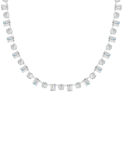 Macy's Cubic Zirconia Multi Shaped Tennis Necklace 18" in Fine Silver Plate