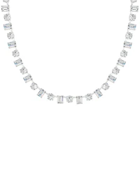 Macy's Cubic Zirconia Multi Shaped Tennis Necklace 18" in Fine Silver Plate