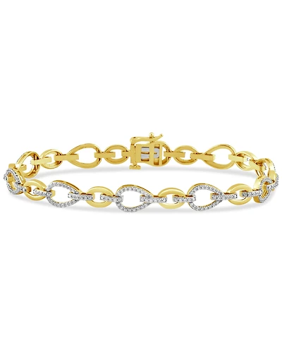 Diamond Open Pear Link Bracelet (1 ct. t.w.) in 14k Gold-Plated Sterling Silver