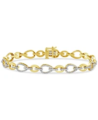 Diamond Open Pear Link Bracelet (1 ct. t.w.) in 14k Gold-Plated Sterling Silver