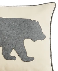 Eddie Bauer Bear Applique Grey Felt Decorative Pillow, 16" x 20"
