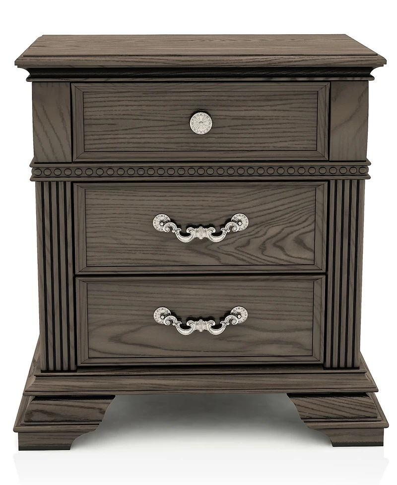 Furniture of America Hamilton 29" Solid Wood 3-Drawer Nightstand with Universal Serial Bus Ports