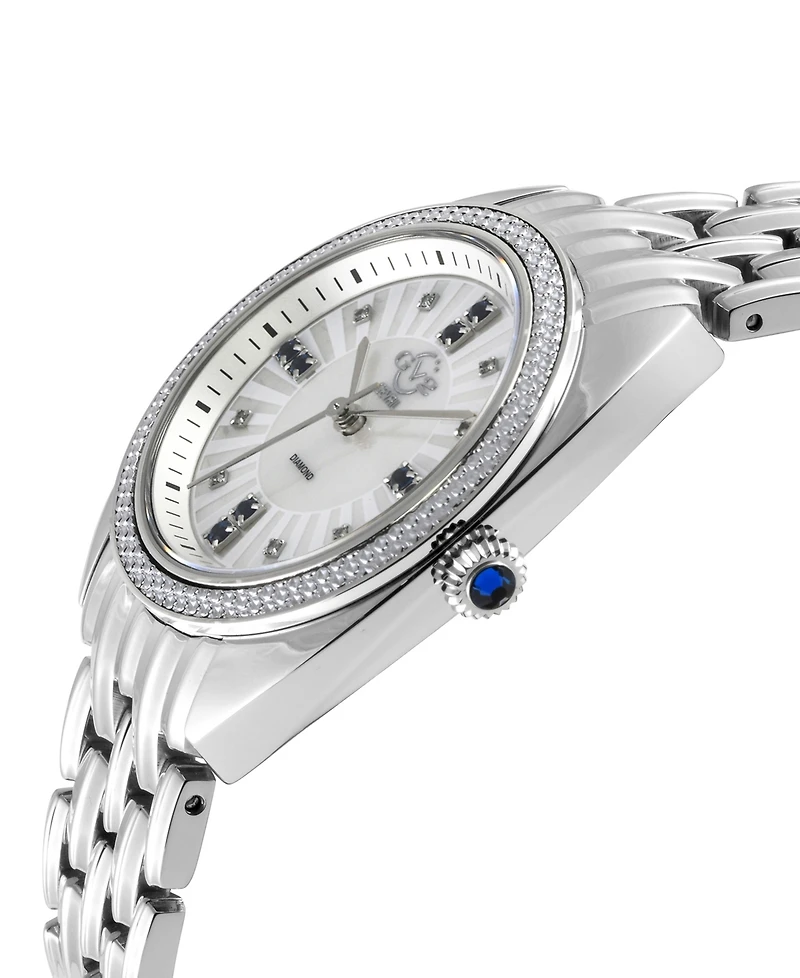 GV2 by Gevril Women's Palermo Swiss Quartz Silver-Tone Stainless Steel Watch 35mm