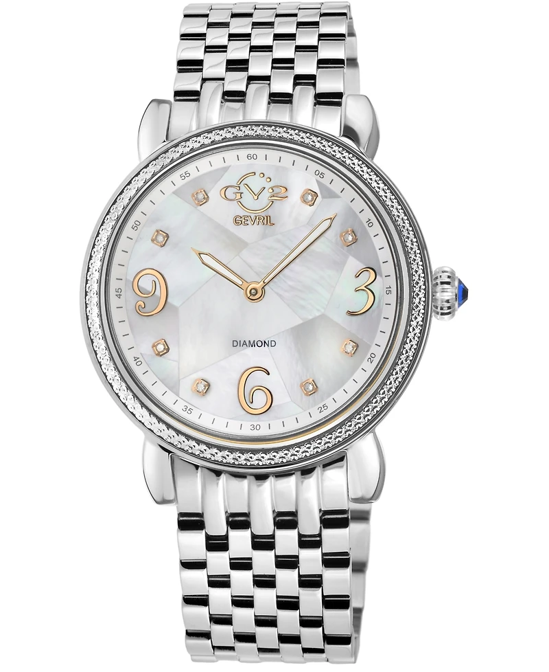 GV2 by Gevril Women's Ravenna Swiss Quartz Silver-Tone Stainless Steel Watch 37mm