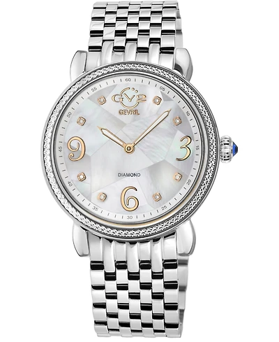 GV2 by Gevril Women's Ravenna Swiss Quartz Silver-Tone Stainless Steel Watch 37mm