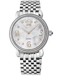 GV2 by Gevril Women's Ravenna Swiss Quartz Silver-Tone Stainless Steel Watch 37mm