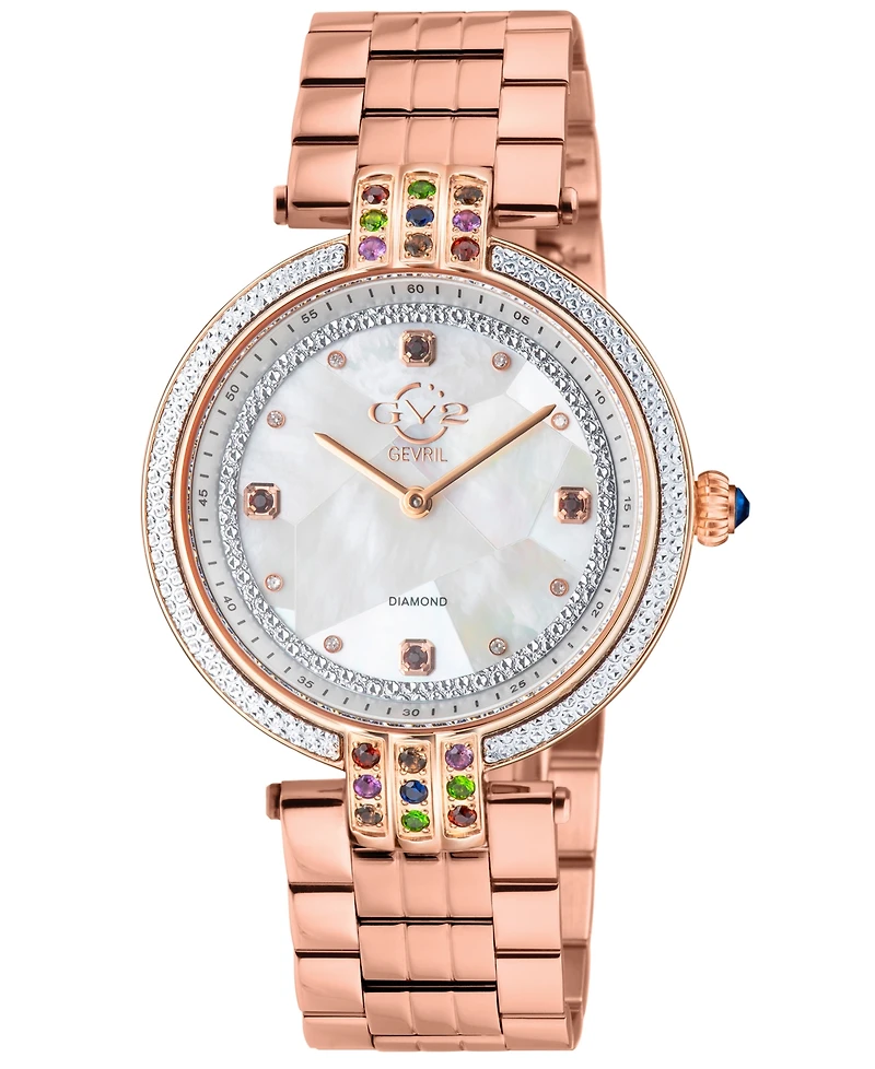 GV2 by Gevril Women's Matera Swiss Quartz Rose Stainless Steel Watch 35mm
