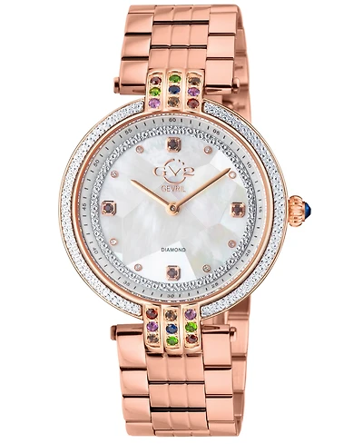 GV2 by Gevril Women's Matera Swiss Quartz Rose Stainless Steel Watch 35mm
