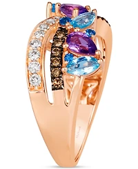 Le Vian Multi-Gemstone (1-1/6 ct. t.w.) & Diamond (3/8 t. t.w.) Crossover Statement Ring in 14k Rose Gold