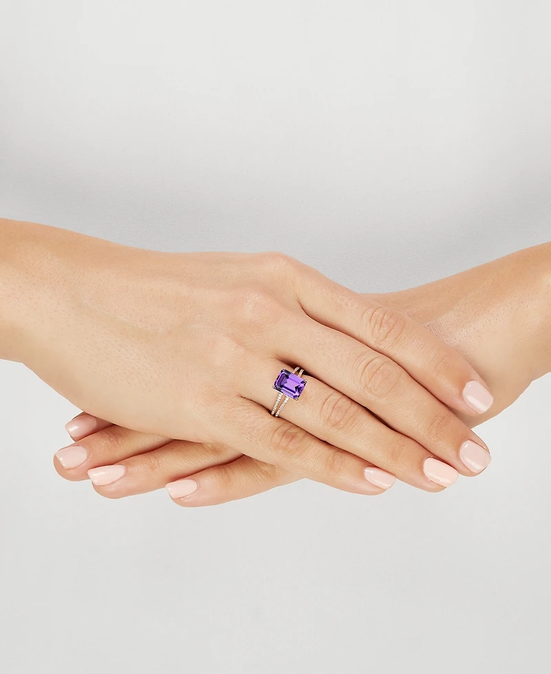 Amethyst (2-9/10 ct. t.w.) and Diamond (1/10 Split Shank Ring 14k Gold