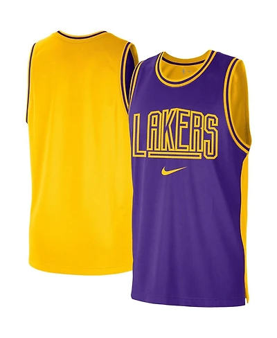 Men's Nike Purple, Gold Los Angeles Lakers Courtside Versus Force Split Dna Performance Mesh Tank Top