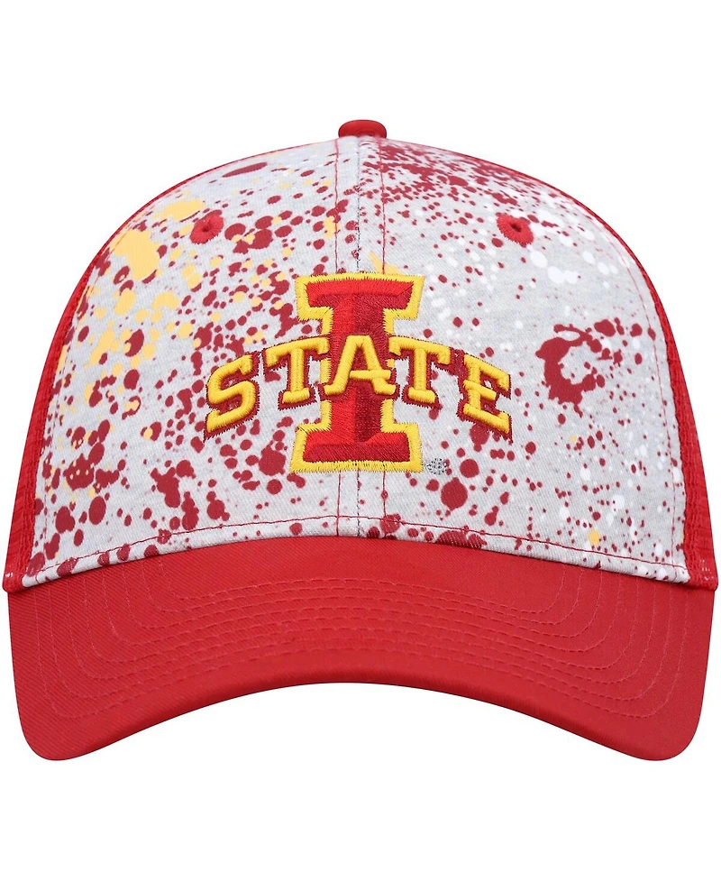 Men's Colosseum Gray, Cardinal Iowa State Cyclones Love Fern Trucker Snapback Hat