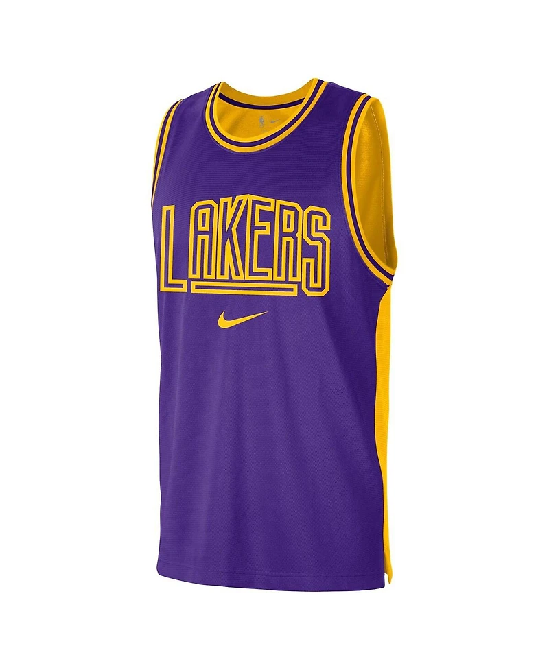 Men's Nike Purple, Gold Los Angeles Lakers Courtside Versus Force Split Dna Performance Mesh Tank Top