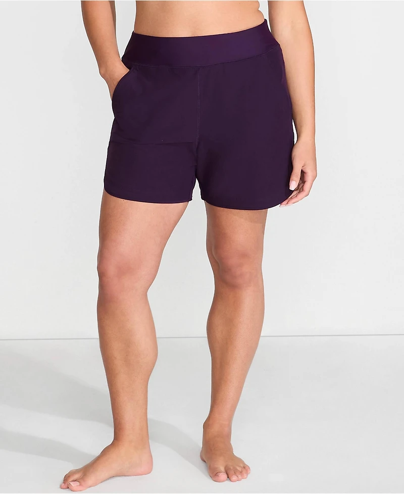 Lands' End Women's Curvy Fit 5" Quick Dry Board Shorts Swim with Panty