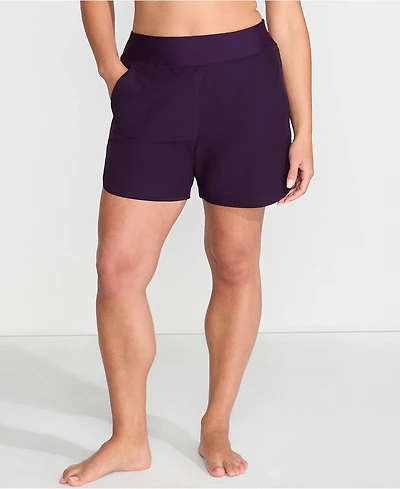Lands' End Women's Curvy Fit 5" Quick Dry Board Shorts Swim with Panty
