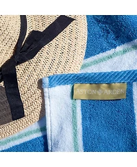 Oversized Extra Thick Luxury Beach Towel (35x70 in., 600 Gsm), Pinstriped, Soft Ringspun Cotton Resort