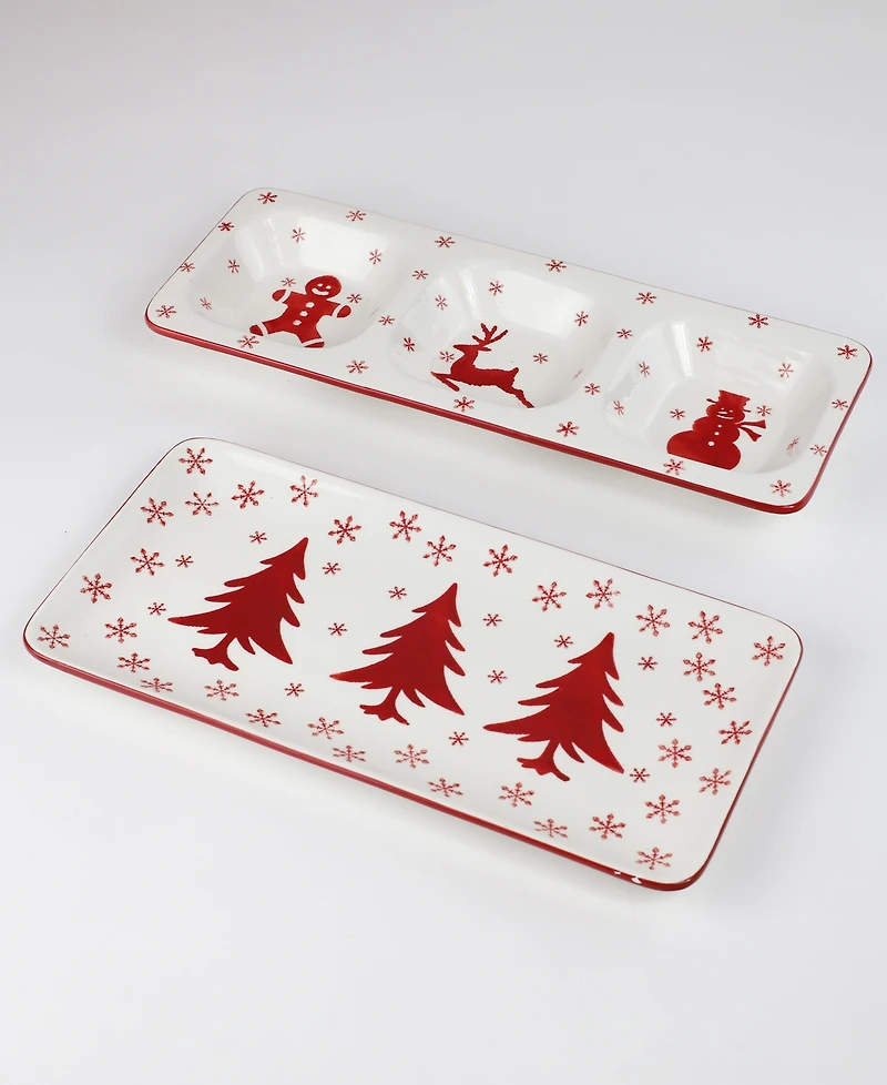 Euro Ceramica Winterfest 3-Part Divided Dish