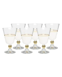 White Water Glasses with Trim and Stem, Set of 6