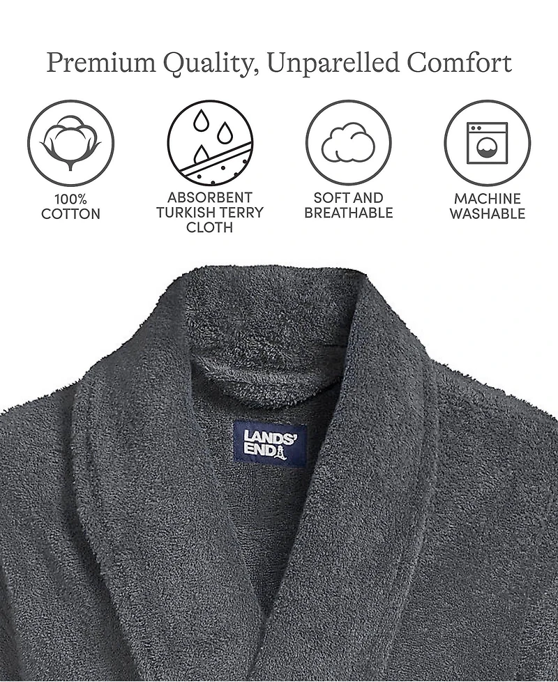 Lands' End Men's Calf Length Turkish Terry Robe