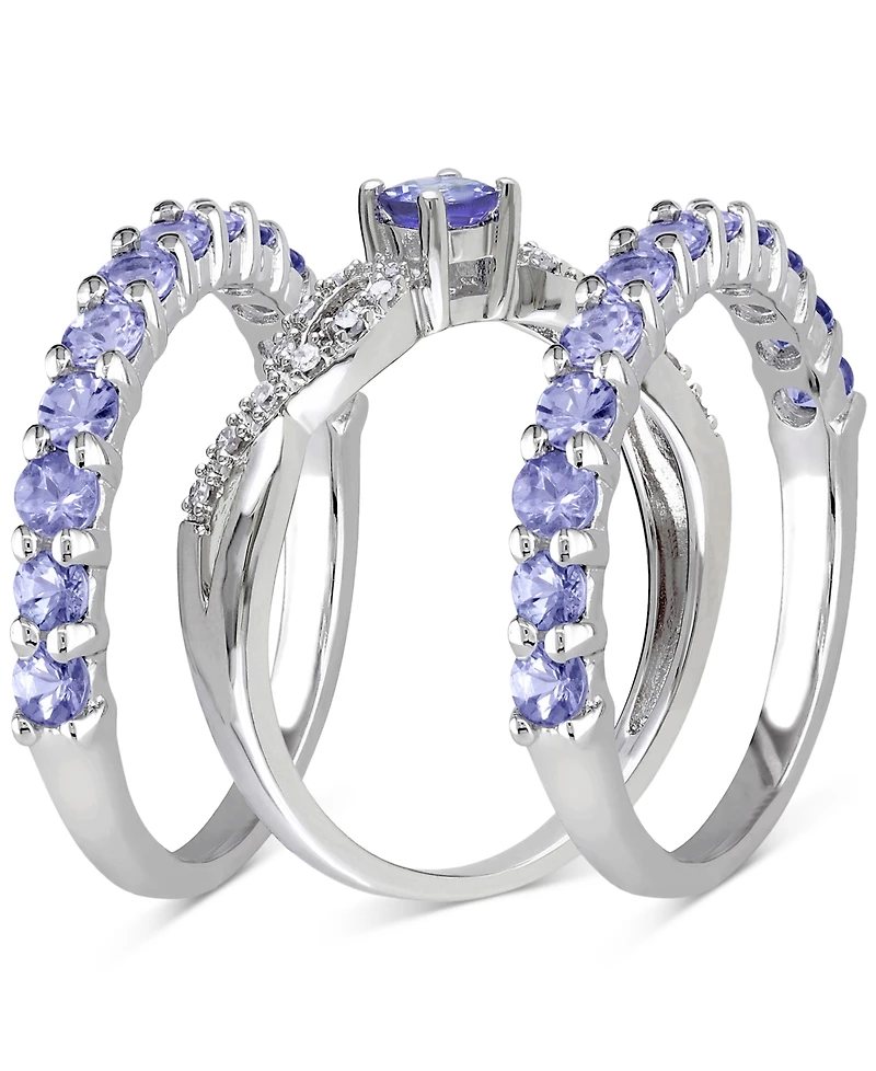 3-Pc. Set Tanzanite (2 ct. t.w.) & Diamond (1/10 Stack Rings Sterling Silver