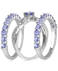 3-Pc. Set Tanzanite (2 ct. t.w.) & Diamond (1/10 Stack Rings Sterling Silver