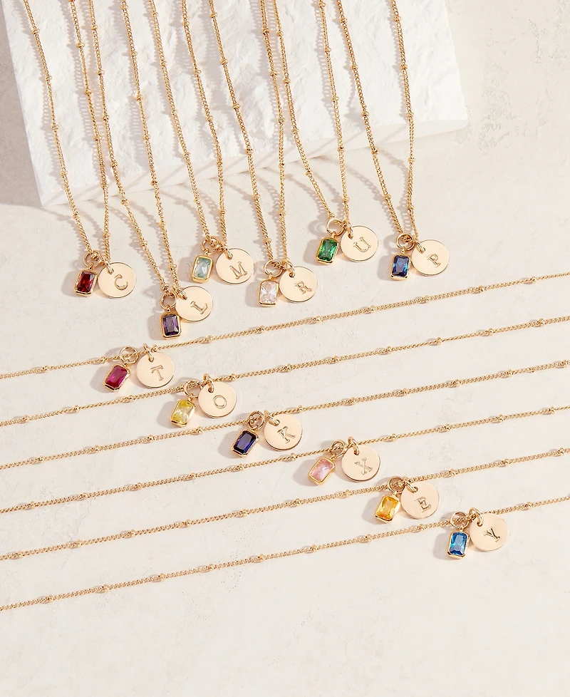 brook & york Cubic Zirconia 14K Gold-Plated Mackenzie Birthstone Charm