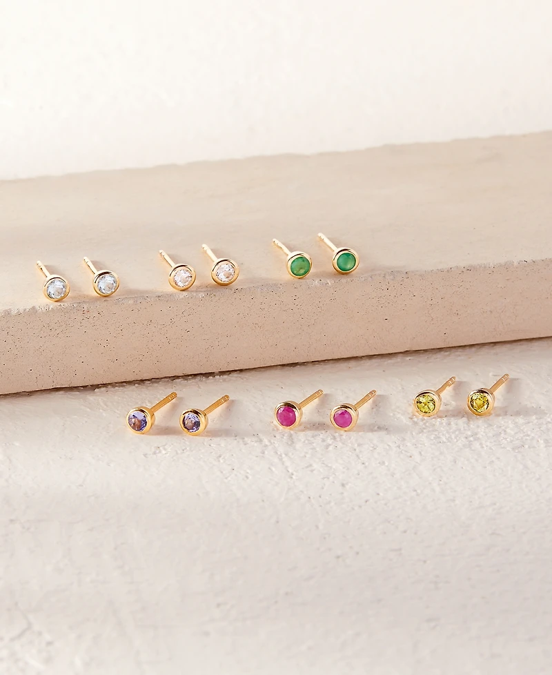brook & york Natural Stones 14K Gold-Plated Vermeil Sage Birthstone Earrings