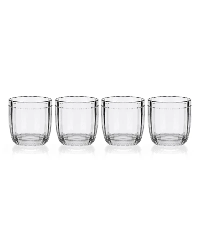 Fitz and Floyd Beaded 10-oz Double Old Fashioned Glasses 4-Piece Set