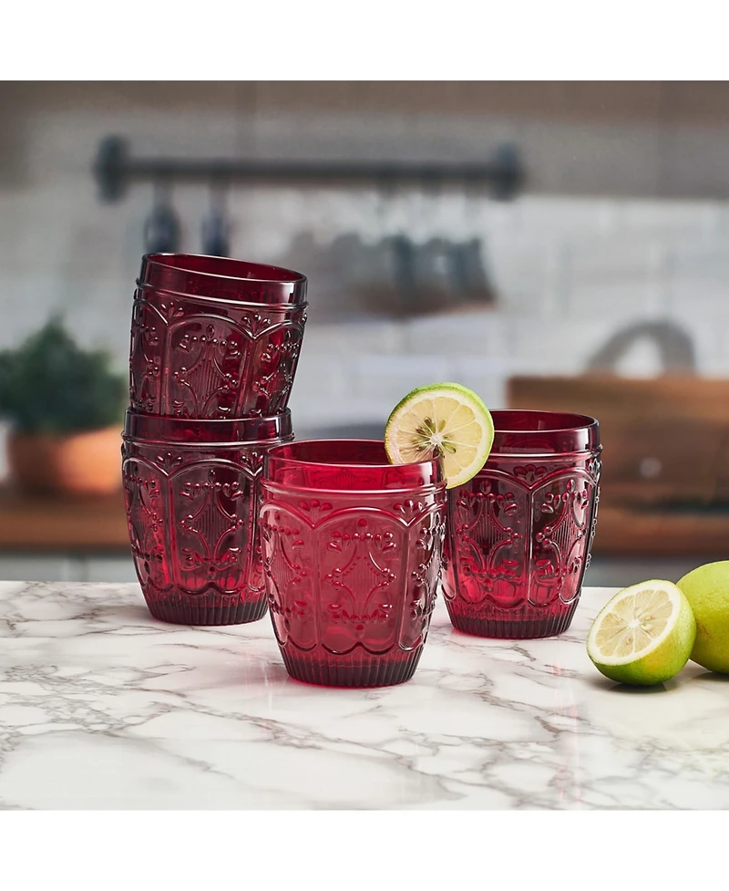 Fitz and Floyd Trestle 10-oz Double Old Fashioned Glasses 4-Piece Set