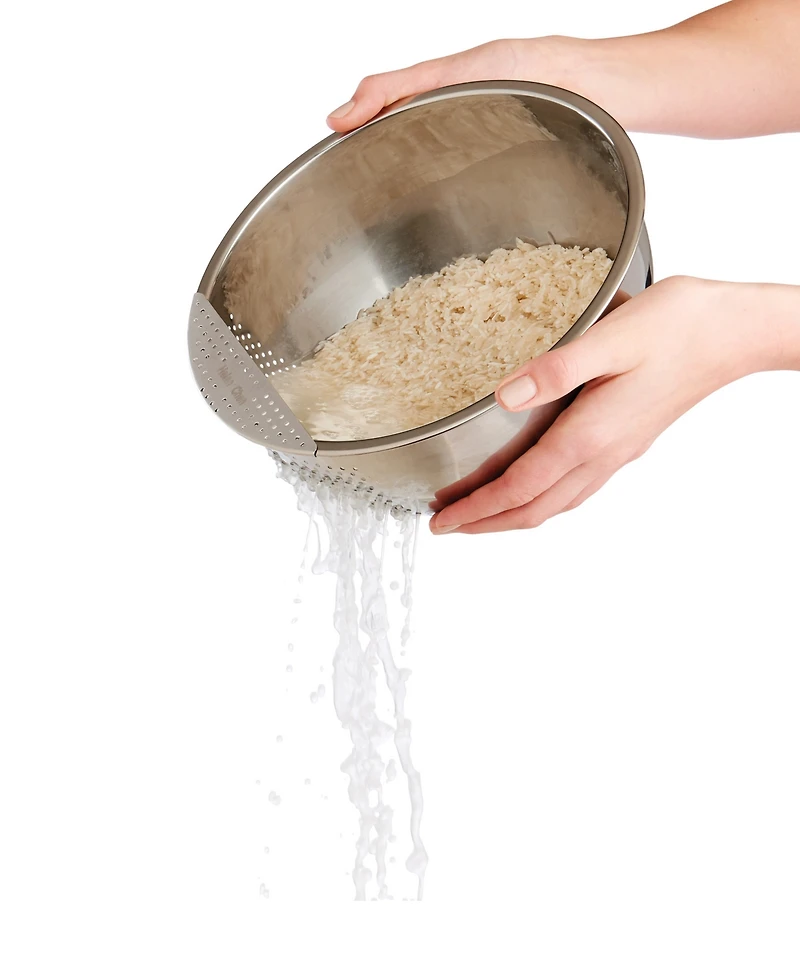 Helen's Asian Kitchen Rice Kit with Stainless Steel Japanese Rice Washing Bowl and Silicone Never Stick Rice Paddle