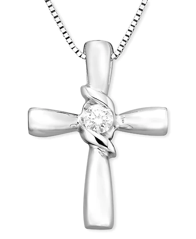 Sirena Diamond Cross Pendant 14k Yellow or White Gold (1/10 ct. t.w.)