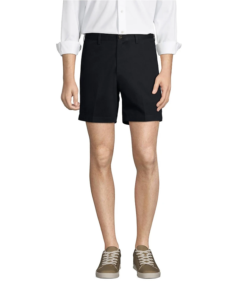 Lands' End Men's No Iron 6" Plain Front Chino Short