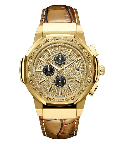 Jbw Men's Saxon Brown Leather Band Watch, 48mm