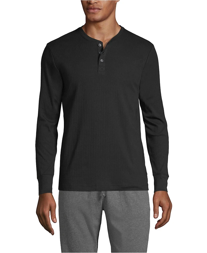 Lands' End Men's Knit Rib Pajama Henley
