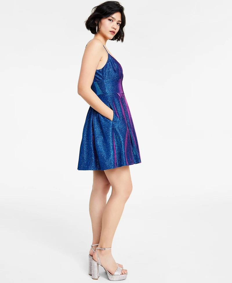 B Darlin Juniors' Glitter-Knit Skater Party Dress