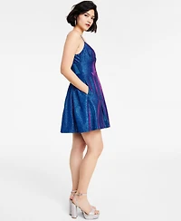 B Darlin Juniors' Glitter-Knit Skater Party Dress
