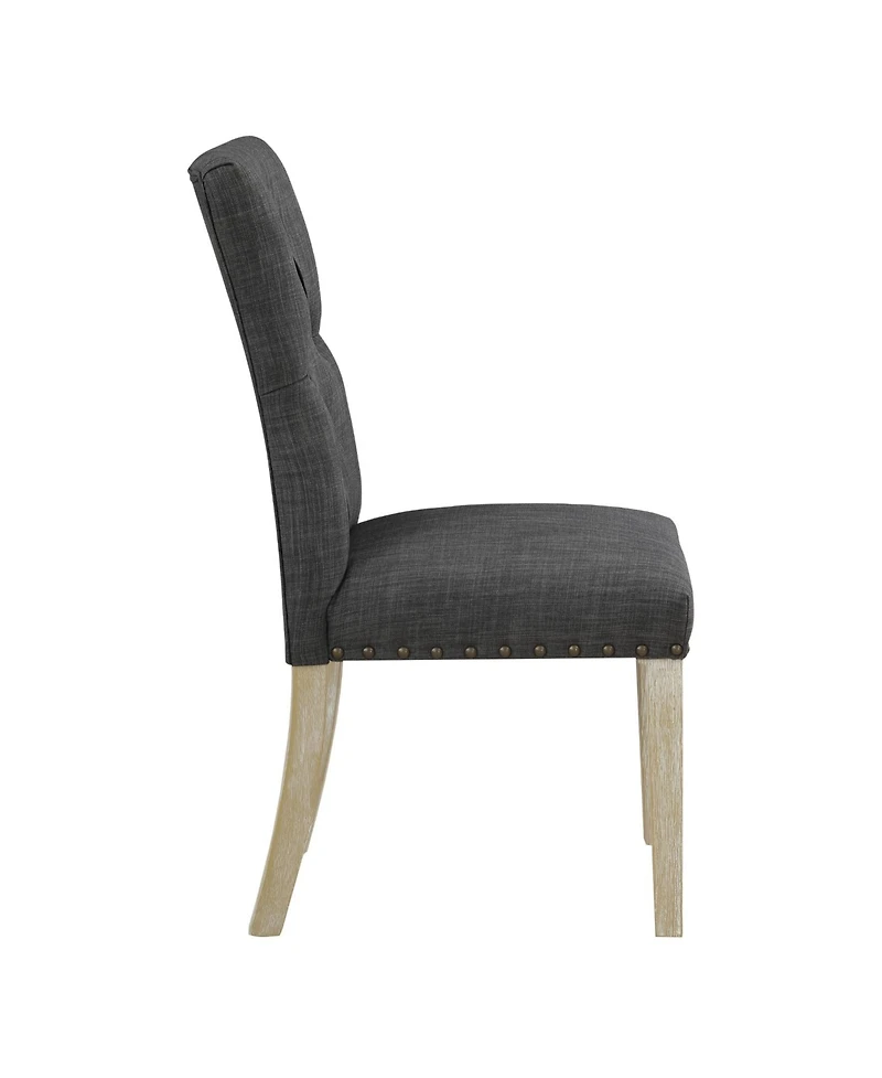 Preston Dining Chair 2-Pack with Antique-like Bronze Nailheads and Brushed Legs Fabric