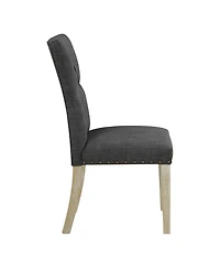 Preston Dining Chair 2-Pack with Antique-like Bronze Nailheads and Brushed Legs Fabric