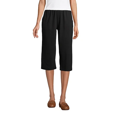 Lands' End Plus Sport Knit High Rise Elastic Waist Pull On Capri Pants