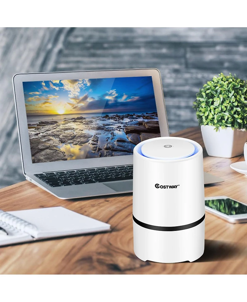 Mini Ionic Hepa Air Purifier W/2pcs 3-in-1 Composite Hepa Filter Nightlight, Usb