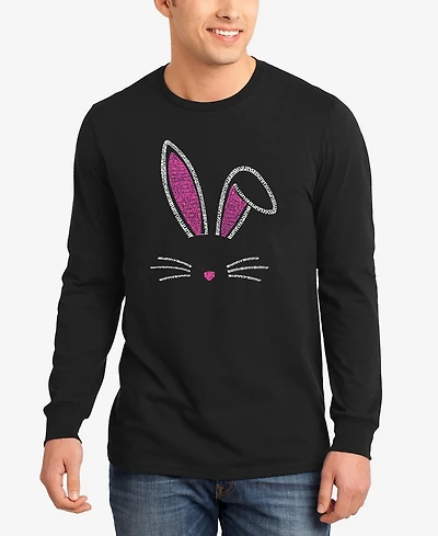 La Pop Art Men's Rabbit Ears Word Long Sleeve T-shirt