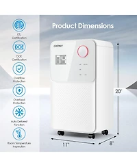 32 Pints 2000 Sq. Ft Dehumidifier for Home & Basements w/3-Color Digital Display