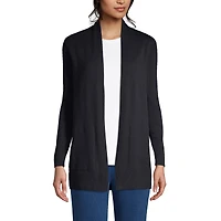 Lands' End Women's Cotton Open Long Sleeve Cardigan Sweater