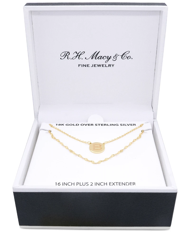 Initial Disc Layered Pendant Necklace in 18k Gold-Plated Sterling Silver, Created for Macy's