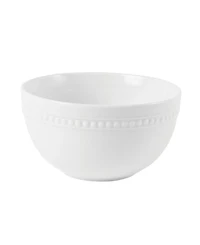 Fitz and Floyd Everyday Whiteware Beaded Soup Cereal Bowl 4 Piece Set