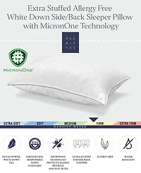 Ella Jayne White Down Firm MicronOne Dust Mite Bedbug Allergen-Free Pillow