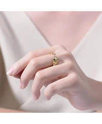 Ra 14K Gold Plated Green Cubic Zirconia Modern Ring