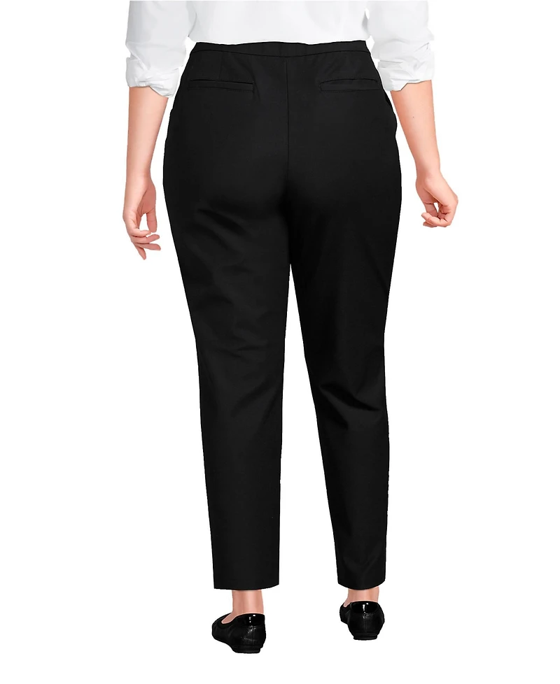 Lands' End Women's Plus High Rise Bi Stretch Pintuck Pencil Ankle Pants