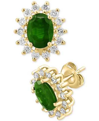 Effy Sapphire (2-7/8 ct. t.w.) & Diamond (5/8 Halo Stud Earrrings 14k Gold (Also available Emerald and White Gold)