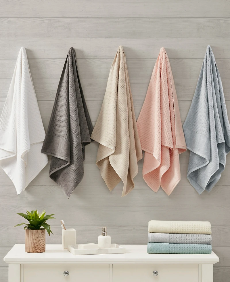 Madison Park Spa Waffle Jacquard Luxury Combed Cotton 6-Pc. Bath Towel Set
